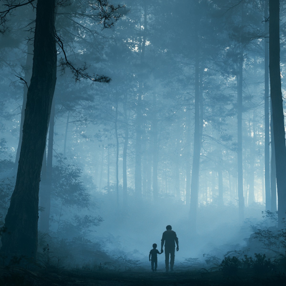 A father and son walking a forest path — the wisdom the GuideBook is written to hand down