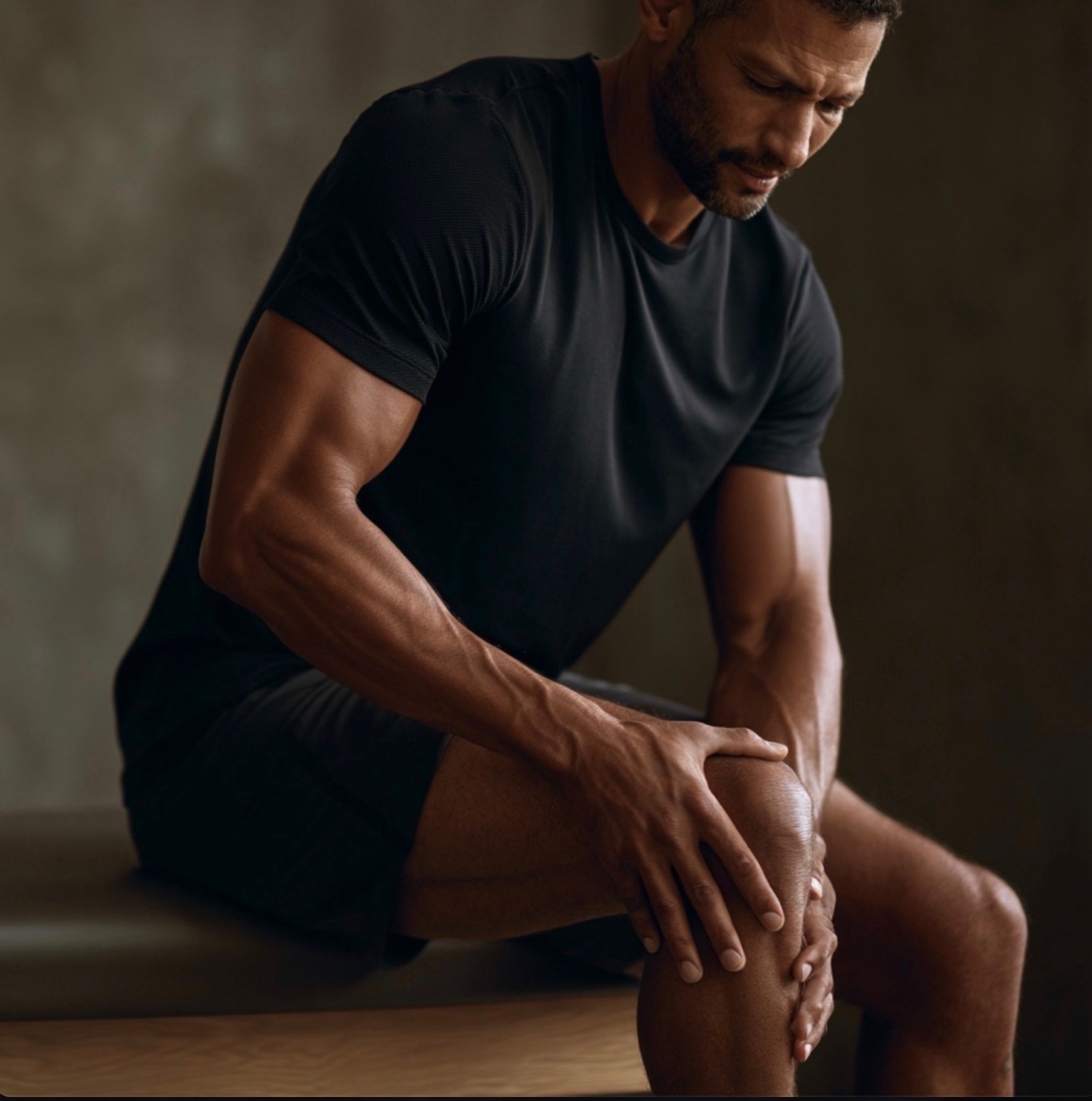 A man holding his knee — the moment FINISH Performance Health is built for